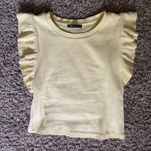Yellow Ruffle Sleeve Zara Crop Top